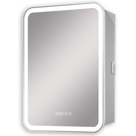 шкаф зеркальный для ванной Silver Mirrors Фиджи с часами 60 см