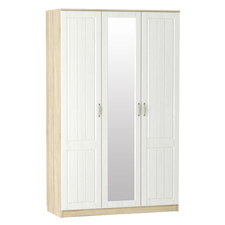 шкаф ОЛИВИЯ 3 двери 1350х584х2198мм белое дерево/дуб сонома