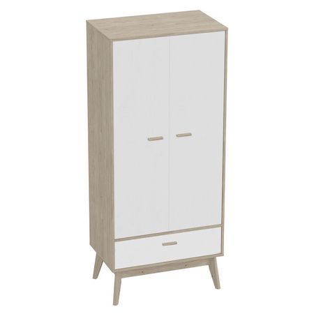 шкаф Калгари 2 двери и 1 ящик 800x500x1850мм дуб натуральный светлый/белый матовый
