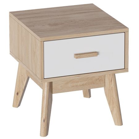 тумба прикроватная Калгари 410x400x450мм дуб натуральный светлый/белый матовый