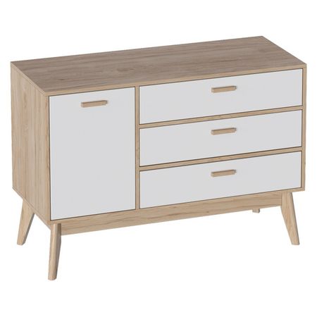 комод Калгари 1195x450x820мм дуб натуральный светлый/белый матовый