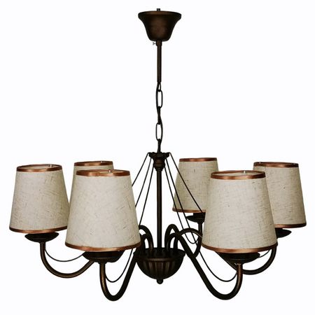 люстра подвесная СВЕТПРОМ Лен 6х40Вт Е14 текстиль коричневая