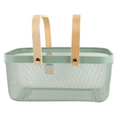 корзина для хранения TODELIA Thorm 400х210х180мм с ручкой металл/дерево зеленая подставка для книг металл зеленая глобус