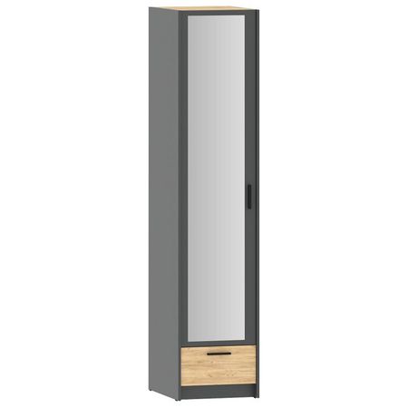 шкаф Оттавия 1 дверь и 1 ящик 482х590х2204мм антрацит/дуб крафт золотой