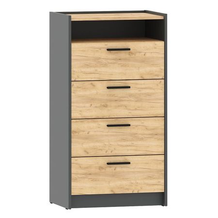 комод Оттавия 600х400х1124мм антрацит/дуб крафт золотой