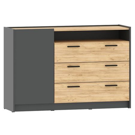 тумба Оттавия 1350х400х904мм антрацит/дуб крафт золотой