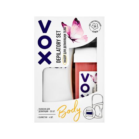 Набор для депиляции VOX воск в картридже 100мл,электрический нагреватель,полоски для депиляции 30шт,салфетки 4 шт