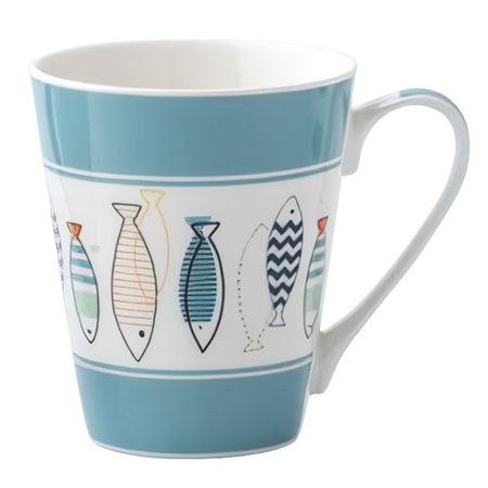 кружка TODELIA Рыбы вертикальные 300мл костяной фарфор