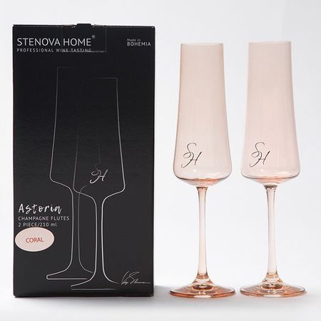 набор бокалов STENOVA HOME Astoria2шт 210мл шампанское коралловый алмазная мозаика частичное заполнение коралловый риф 30 х 40 см