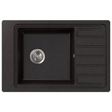 мойка врезная с крылом Юника 770х510х200мм кварц черная кристина беллемо два крыла