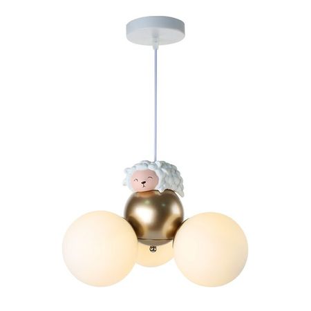 люстра подвесная для детской ESCADA Fluff барашек 3x40Вт G9 белый золото