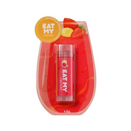 Бальзам для губ EAT MY оттеночный Клубнично-банановый смузи 4,8 г оттеночный бальзам для губ сливовый смузи 4 8г eat my 361312