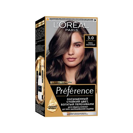 Краска для волос LOREAL PREFERENCE тон 3.0 Темно-каштановый