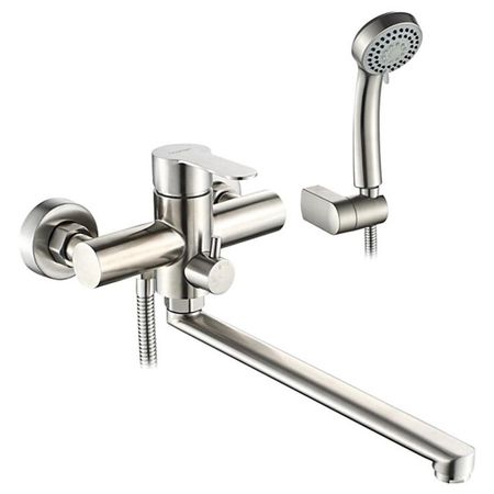 смеситель для ванны LEDEME L72203 поворотный излив 340мм нерж.сталь хром