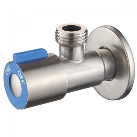 кран угловой LEDEME L70507C НР/НР нерж сталь с отражателем хром, синий