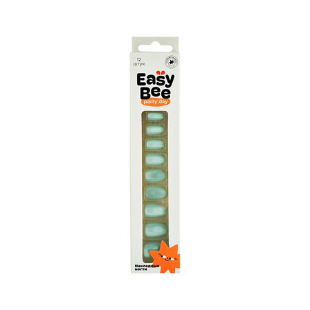 Набор накладных ногтей с клеевыми стикерами EASYBEE NAIL DAY Mint Shine 12 шт + клеевые стикеры 24 шт 3d стикеры крыска