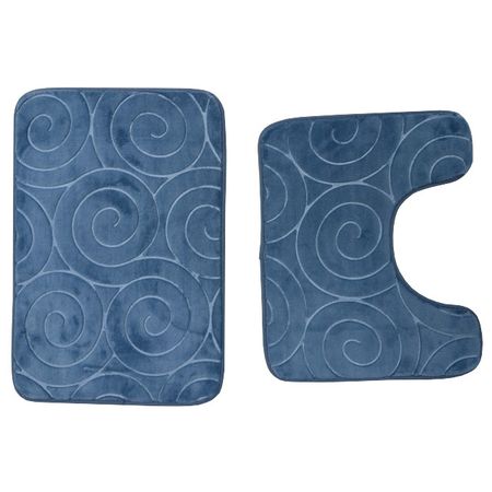 набор ковриков DASCH Fresh Спирали для ванной 40х60см и для туалета 40х50см синий