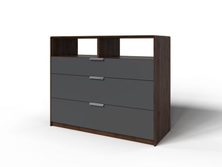 Комод Verda Line (Массив Мокко (дуб)/Серая эмаль) 110x45