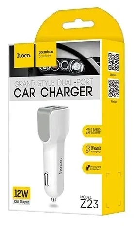 Автомобильное зарядное устройство Hoco Z23 grand style 2хUSB/кабель USB- Micro-USB 12W (белый)