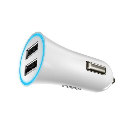 Автомобильное зарядное устройство Hoco UC204 Car Charger 2xUSB 2.4A (белый)
