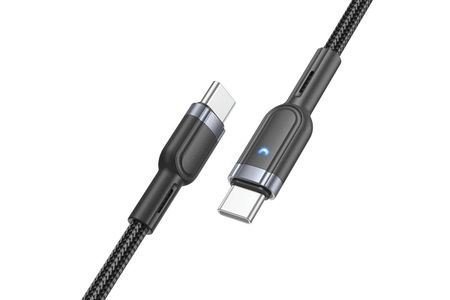Кабель Hoco U117 Grand (Type-C) на (Type-C) 3A/60W 120см тканевая оплетка (черный)