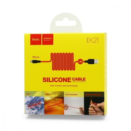 Кабель Hoco X21 Plus USB/Micro-USB 2.4A 100см (красный)