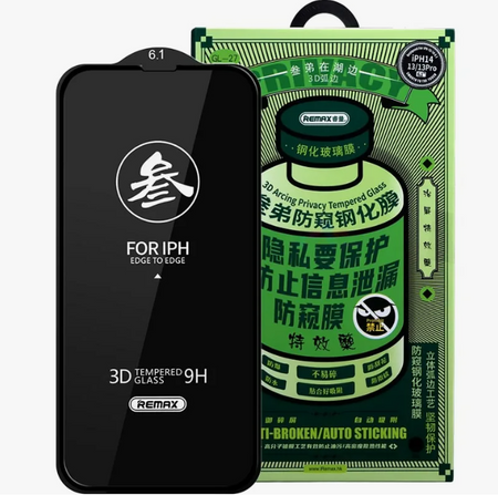 Защитное стекло Remax Privacy Tempered Glass 3D 9H для Apple iPhone 16e/14/13/13 Pro цветное (черный)