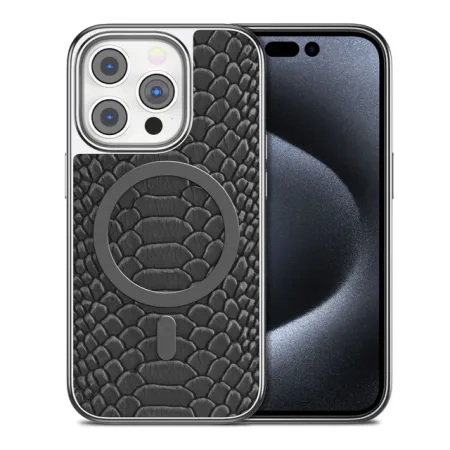 Чехол-накладка Puloka Solemn Magsafe для iPhone 15 Pro Max пластиковый/рептилия (черный) амфибии и рептилии