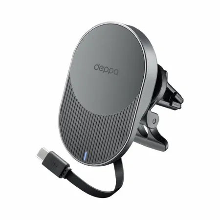 Автомобильный держатель Deppa (55208) Mage Safe Magic Cable Type-C в воздуховод (черный)