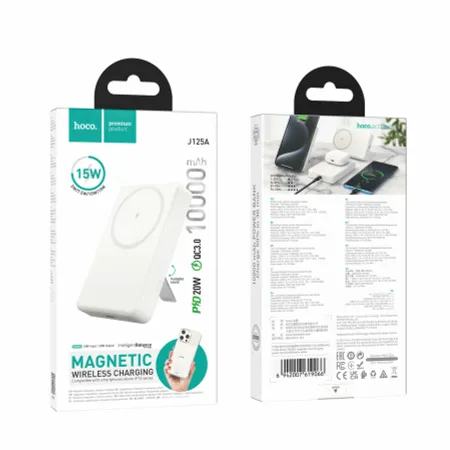 Внешний аккумулятор Hoco J125A Power MagSafe 10000mAh Type-C/подставка (белый)
