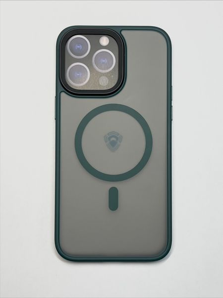 Чехол-накладка Dfansdesign Magsafe Case для Apple iPhone 14 Pro пластиковый прозрачно-черный (зеленая рамка)