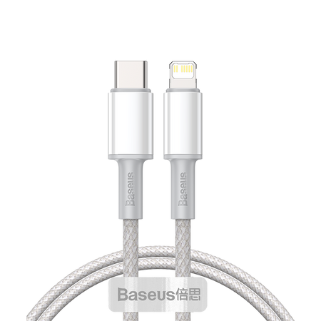 Кабель Baseus High Density Braided (Type-C) на (Lightning) 20W 100см нейлоновая оплётка (CATLGD-02) (белый)
