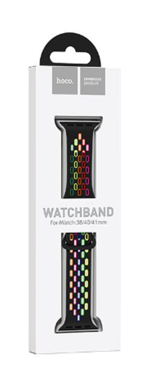 Ремешок Hoco WA19 Flexible для Apple Watch 38/40/41mm силикон (черный/разноцветные пятна)