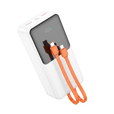 Внешний аккумулятор Hoco J119B Sharp charger 30000mAh 2хUSB/Type-C/MicroUSB/кабель Lightning + Type-C (белый)