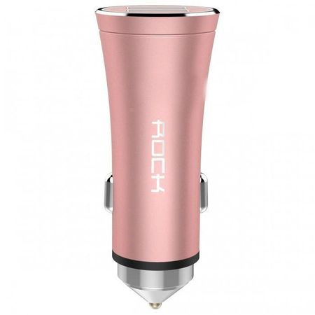 Автомобильный блок питания Rock H1 Car Charger with Hammer 2xUSB, 5V, 2,4A (общ.) (Rose Gold)