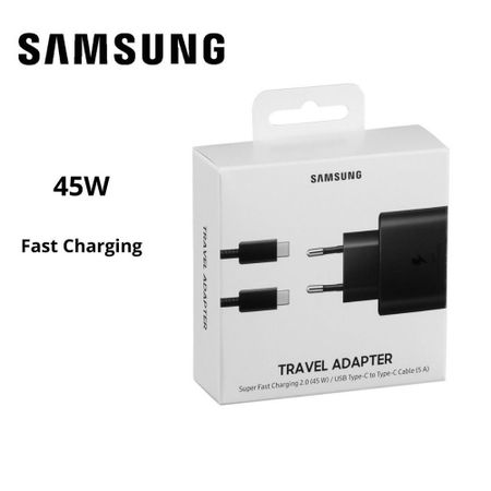 Сетевое зарядное устройство Samsung Super Fast Charger Type-C 45W + Cable Type-C 5А/1m (черный)