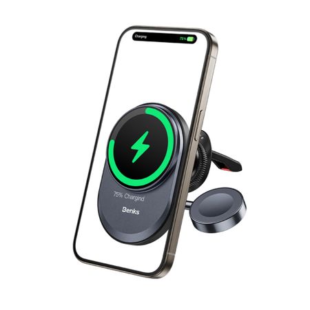 Автомобильный держатель Benks CZ06 2в1 магнитный с беспроводной зарядкой 15W в воздуховод (черный)