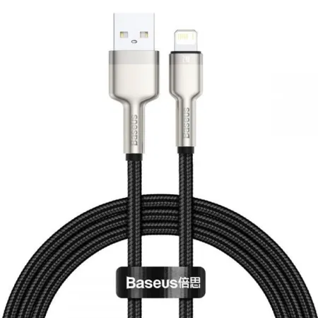 Кабель Baseus Cafule Series Metal (USB) на (Lightning) 2.4A 100см нейлоновая оплётка (CALJK-A01) (черный)