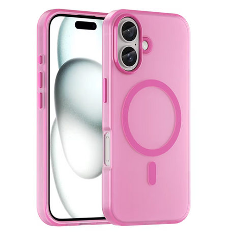 Чехол-накладка Wiwu Armor Pro Magsafe (FGG-012) для iPhone 16 Plus пластиковый прозрачно-розовый (розовая рамка)