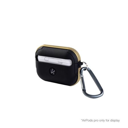 Чехол K-Doo Protective Case для AirPods 3 силиконовый с карабином (черный/золотой бампер)