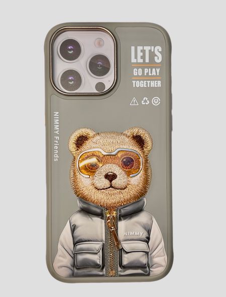 Чехол-накладка Nimmy Friends Cool Cute 2.0/Bear для Apple iPhone 16 Pro Max полиуретан (серый)