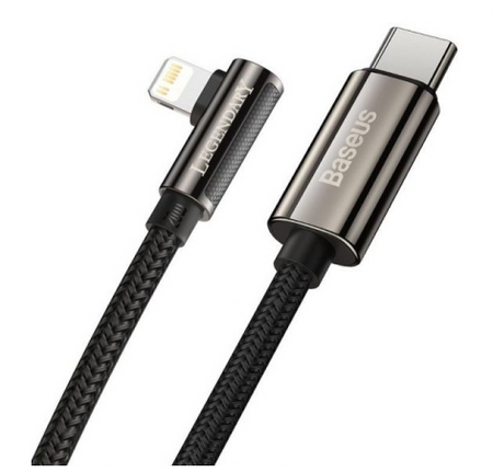 Кабель Baseus Legend Elbow Series Fast Charging Data Cable PD 20W (Type-C) на (Lightning) (CATLCS-01) 100см нейлоновая оплётка (черный)
