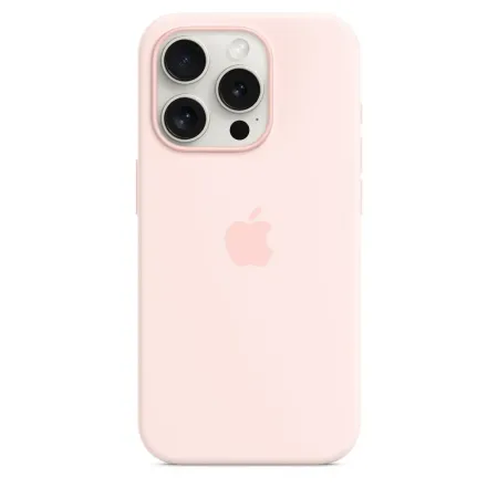 Чехол-накладка Silicone Case with MagSafe + Анимация цвета для iPhone 15 Pro Max силиконовый (светло-розовый)