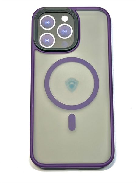 Чехол-накладка Dfansdesign Magsafe Case для Apple iPhone 14 Pro пластиковый прозрачно-черный (фиолетовая рамка)