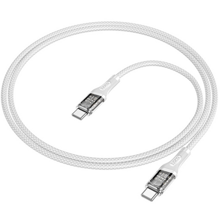 Кабель Hoco U120 Transparent Explore (Type-C) на (Type-C) 3A/60W 120см силиконовый (белый)