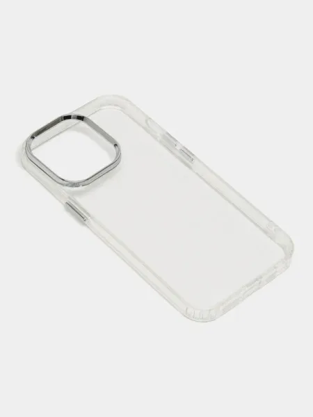 Чехол-накладка Belkin SheerForce для Apple iPhone 15 Pro Max пластиковый прозрачный (серебристая рамка)