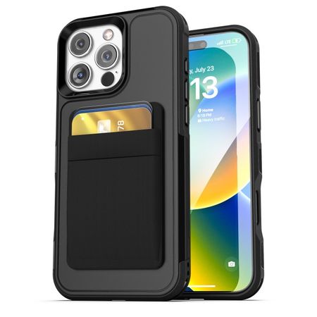 Чехол-накладка HDCI MagSafe Card Holder для iPhone 16 Pro искусственная кожа (черный)