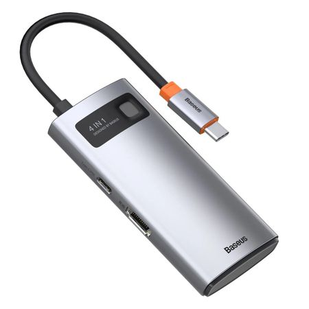 Адаптер Baseus 4 в 1 Starjoy Type-C HUB на USB 3.0*3/RJ45 (BS-OH067) (Space Gray)