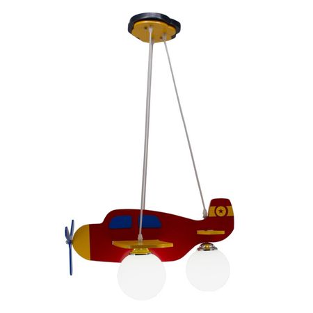 люстра подвесная LEEK Salem Самолет Е27 3х60Вт  дерево красный
