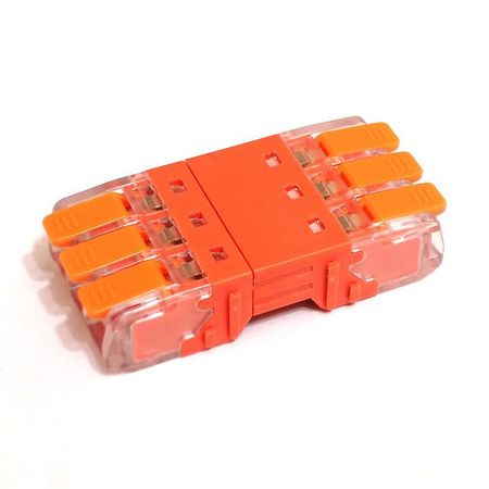 клемма соединительная DORI разъёмная СМК 221-643 3-х проводная 2шт прозрачный/оранжевый